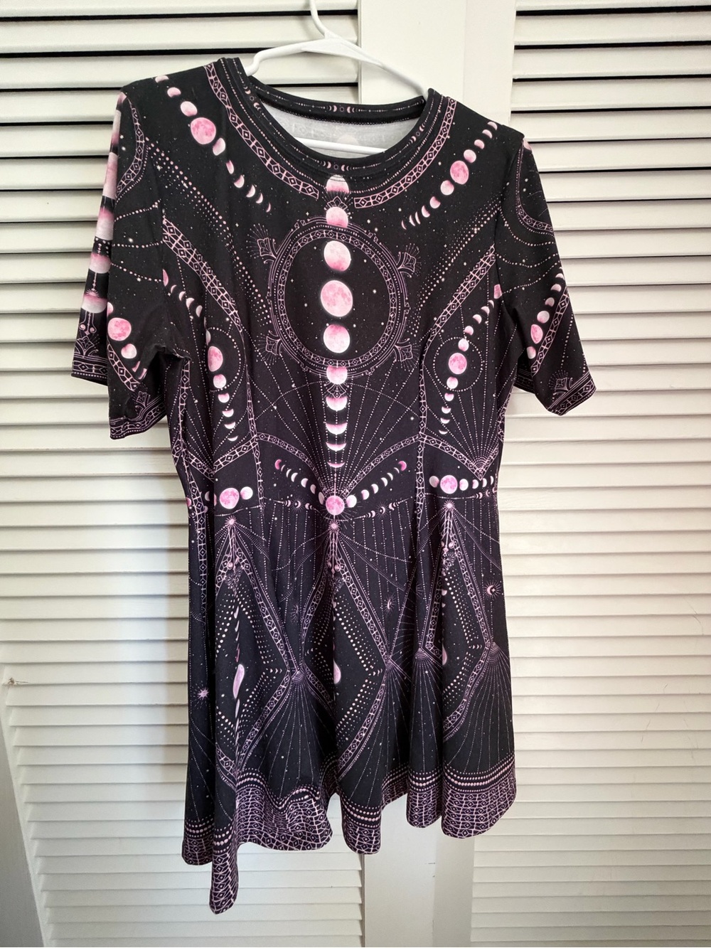 Blackmilk Moon Phases Evil Tee Dress Black and Pink Size XL